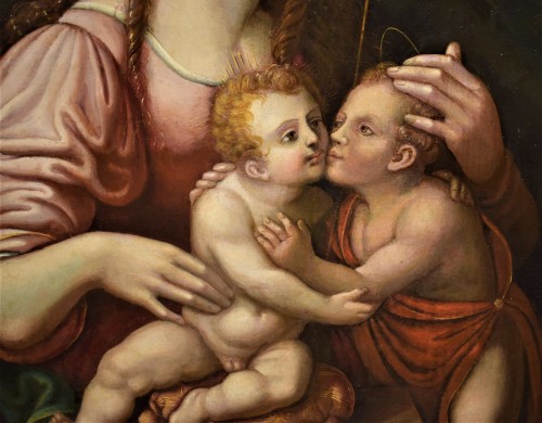 Vierge à l'Enfant et Saint Jean Baptiste - Renaissance Lombarde 16e siècle - Romano Ischia